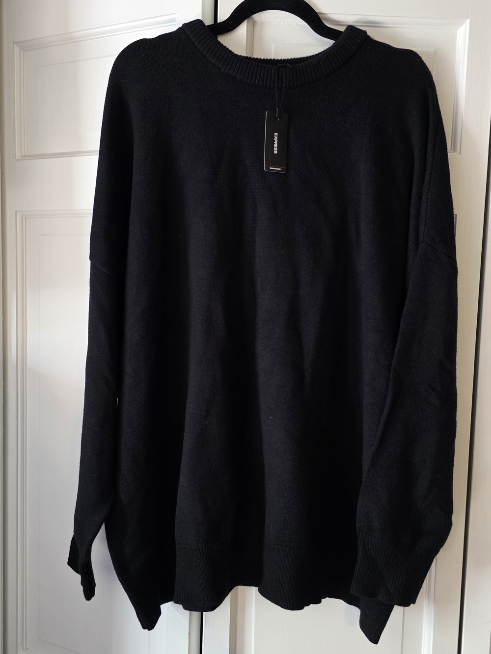 Express Black Oversized Sweater XL NWT Crewneck Slouchy Minimalist Office